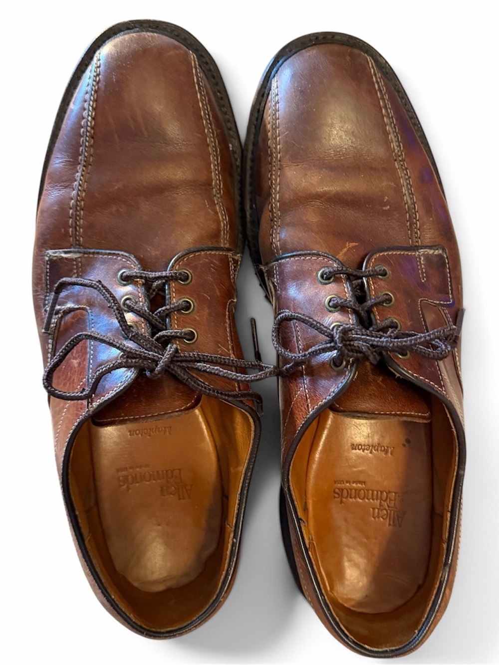 Allen Edmonds Brown Leather Mapleton Shoes - Men's Lace-Up